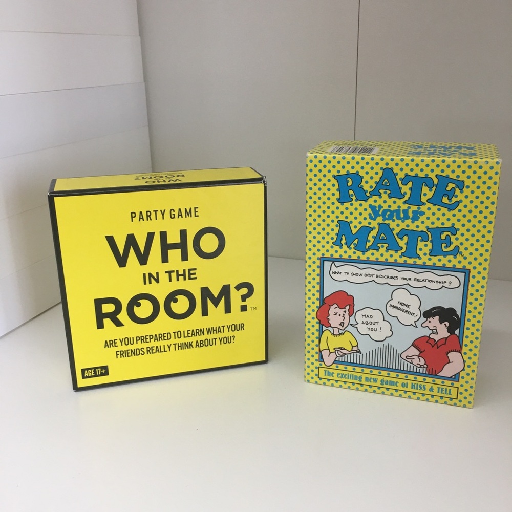 Used Party Games Lot: "Who in the Room?" & "Rate Your Mate" Complete Bundle